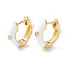 Clear Cubic Zirconia Chunky Hinged Hoop Earrings with Enamel EJEW-P196-20G-08-2