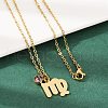 304 Stainless Steel Glass Drill Birth Stone Constellation Pendant Necklaces STAS-D305-08G-F-1