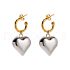 Ion Plating(IP) 304 Stainless Steel Heart Dangle Stud Earrings EJEW-L266-01GP-1