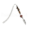 7Pcs 7 Styles Cross Dyed Synthetic Turquoise & Alloy Feather Charm Bookmarks AJEW-JK00350-4