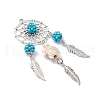 Alloy Synthetic Turquoise Beads Dream Catcher Pendants PALLOY-MZ00708-02-3