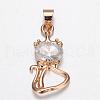 Brass Micro Pave Cubic Zirconia Kitten Pendants ZIRC-P015-17-2