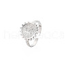 Non-Tarnish 304 Stainless Steel Flat Round with Initial Letter Open Cuff Ring for Men Women RJEW-S405-246P-R-3