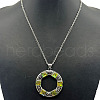 Alloy Pave Natural Colorful Abalone Shell Pendant Vintage Statement Necklaces HC0064-2-1