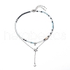 2Pcs 2 Style 304 Stainless Steel Shell & Star Charms Lariat Necklaces Set with Natural Pearl NJEW-JN03978-1