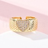 Brass Micro Pave Clear Cubic Zirconia Cuff Rings RJEW-U047-18G-2