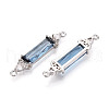 Brass Micro Pave Clear Cubic Zirconia and Glass Connector Charms KK-T076-02P-2