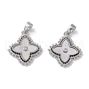 Brass & Shell & Clear Cubic Zirconia Pendants KK-G497-12P-1