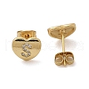 Rack Plating Brass Micro Pave Clear Cubic Zirconia Stud Earrings EJEW-K299-01G-S-4