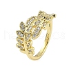 Brass Micro Pave Cubic Zirconia Cuff Rings for Women RJEW-D322-05G-4