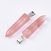 Cherry Quartz Glass Point Pendants G-R220-34N-2