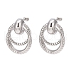 Non-Tarnish 304 Stainless Steel Double Ring Dangle Stud Earrings EJEW-D095-18P-1