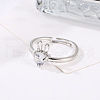 Rabbit Brass Micro Pave Clear Cubic Zirconia Finger Rings for Women FS-WG73E82-03-1