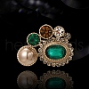 Oval Alloy Colorful Rhinestone Brooches for Backpack Clothes PW-WGDD76F-01-1
