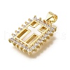 Brass Micro Pave Cubic Zirconia Shell Pendants KK-D328-14G-2