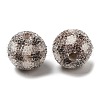 Spray Painted Wood European Beads with Rhinestone RESI-C038-03F-2