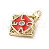 Brass Micro Pave Cubic Zirconia and Enamel Charms KK-Q098-04G-A-2