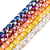 Electroplate Opaque Solid Color Glass Beads Strands EGLA-N002-42-1