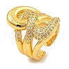 Brass Micro Pave Clear Cubic Zirconia Cuff Rings for Women RJEW-S392-11G-1