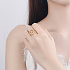 Oval Brass Micro Pave Clear Cubic Zirconia Finger Rings for Women FS-WGE5686-04-4