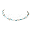 Summer Beach Round Synthetic Turquoise & Natural Freshwater Shell Heart Starfish Beaded Necklaces NJEW-JN05209-2