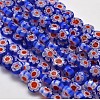 Handmade Millefiori Glass Flat Round Bead Strands LK-P011-12-1