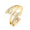 Brass Clear Cubic Zirconia 3-Line Cuff Rings for Women RJEW-U047-33G-4