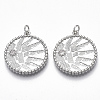 Brass Micro Pave Clear Cubic Zirconia Pendants KK-S356-008P-NF-1