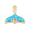 Brass & Synthetic Opal Whale Tail Connector Charms KK-I723-46G-1