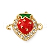 Brass Micro Pave Clear Cubic Zirconia Fruit Connector Charms KK-I276-15G-B01-1