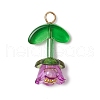 Transparent Acrylic Bead Caps with Tibetan Style Alloy Daisy Spacer Beads and Spray Painted Transparent Glass Beads and ABS Plastic Imitation Pearl Beads Pendants PALLOY-JF03630-3