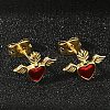 Brass Enamel Stud Earrings for Women EJEW-A126-05A-G-4