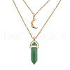Natural Green Aventurine Cone Pendant Double Layer Necklace UX9990-5-1
