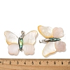 Rack Plating Brass Pave Natural Paua Shell & White Shell Pendants KK-U025-12P-05-3