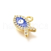 Brass Micro Pave Cubic Zirconia with Evil Eye Enamel Charms KK-G519-08G-01-2