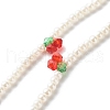 Round Shell Pearl Cherry Beaded Necklaces NJEW-TA00001-2