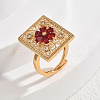 Brass Micro Pave Cubic Zirconia Adjustable Finger Rings for Women NX5384-3-1