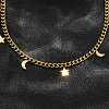 304 Stainless Steel Twisted Chain Necklaces with Moon Star Charm Tassel NJEW-R023-05G-2