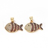 Brass Micro Pave Clear Cubic Zirconia Pendants ZIRC-F135-02G-02-2