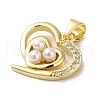 Rack Plating Brass Glass Imitation Pearl Pendants KK-B092-37G-2