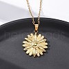 304 Stainless Steel Flower Pendant Necklaces NJEW-H059-30B-G-2