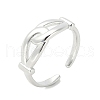 Double Knot Brass Open Cuff Ring for Women RJEW-A040-05P-1