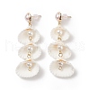 Natural Spiral Shell & Shell Pearl Dangle Stud Earrings EJEW-TA00168-6