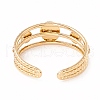 Natural Gemstone and Flat Round Open Cuff Ring RJEW-B039-02G-4