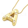 Brass & Plastic Pearl Letter Pendant Box Chain Necklaces for Women NJEW-U017-01G-01-2