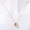 Brass Pave Clear Cubic Zirconia Flat Round with Constellation Pendant Necklaces WGDD0B3-04-1