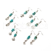 Synthetic Turquoise Chips Beaded Dangle Earrings EJEW-JE04890-01-1