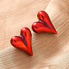 Heart Brass Enamel Stud Earrings EJEW-S274-01G-1