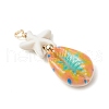Starfish Synthetic Turquoise Beads & Printed Cowrie Shell Copper Wire Wrapped Pendants PALLOY-JF03953-01-4