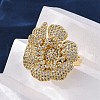 Brass Micro Pave Clear Cubic Zirconia Cuff Rings for Women RJEW-H248-04G-3